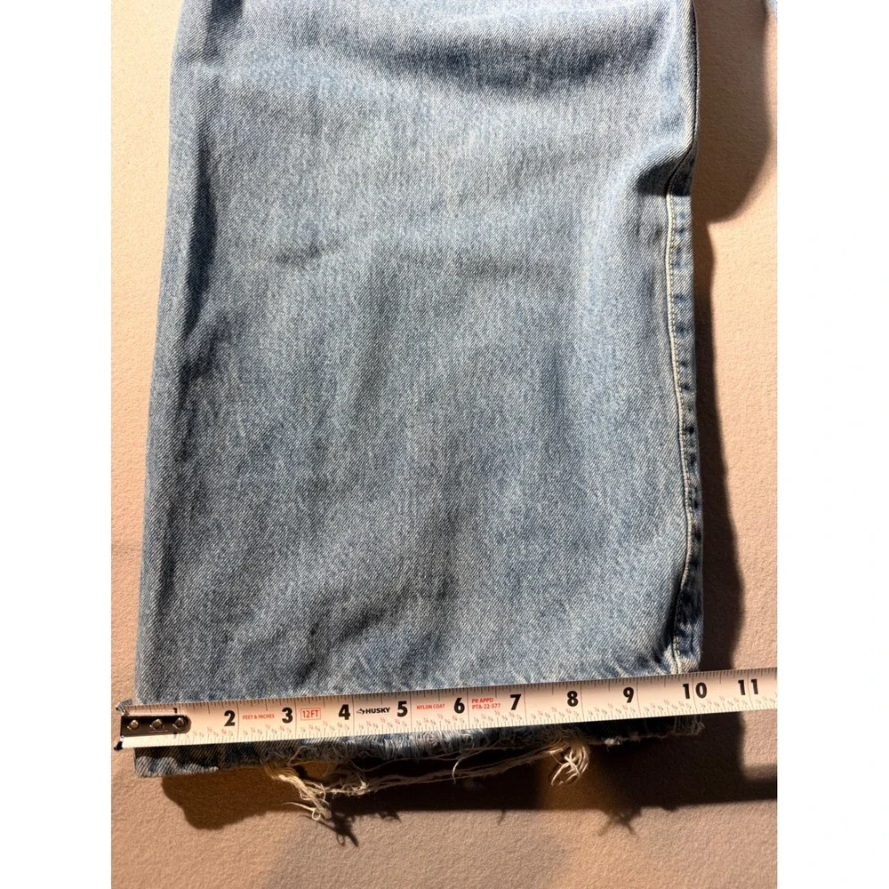 Aeropostale Carpenter Jeans Mens 34/32 Light Blue Baggy Utility Distressed Hem